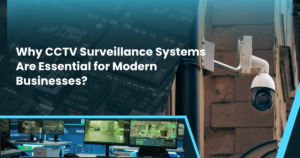Modern CCTV surveillance system monitoring business premises for enhanced security